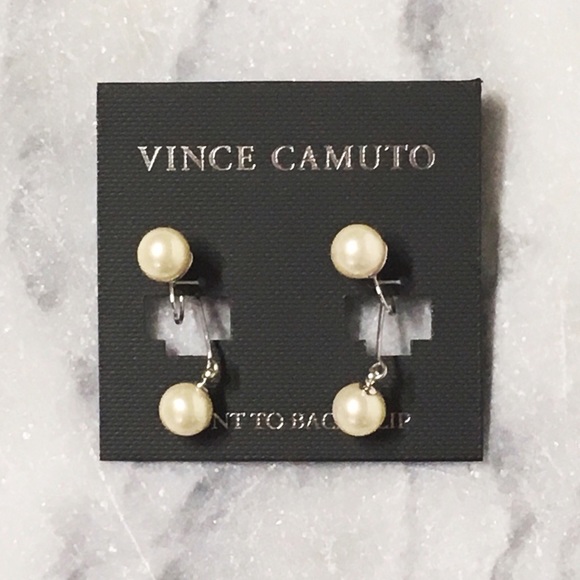 Vince Camuto Pearl Clip Back Earrings NWT
